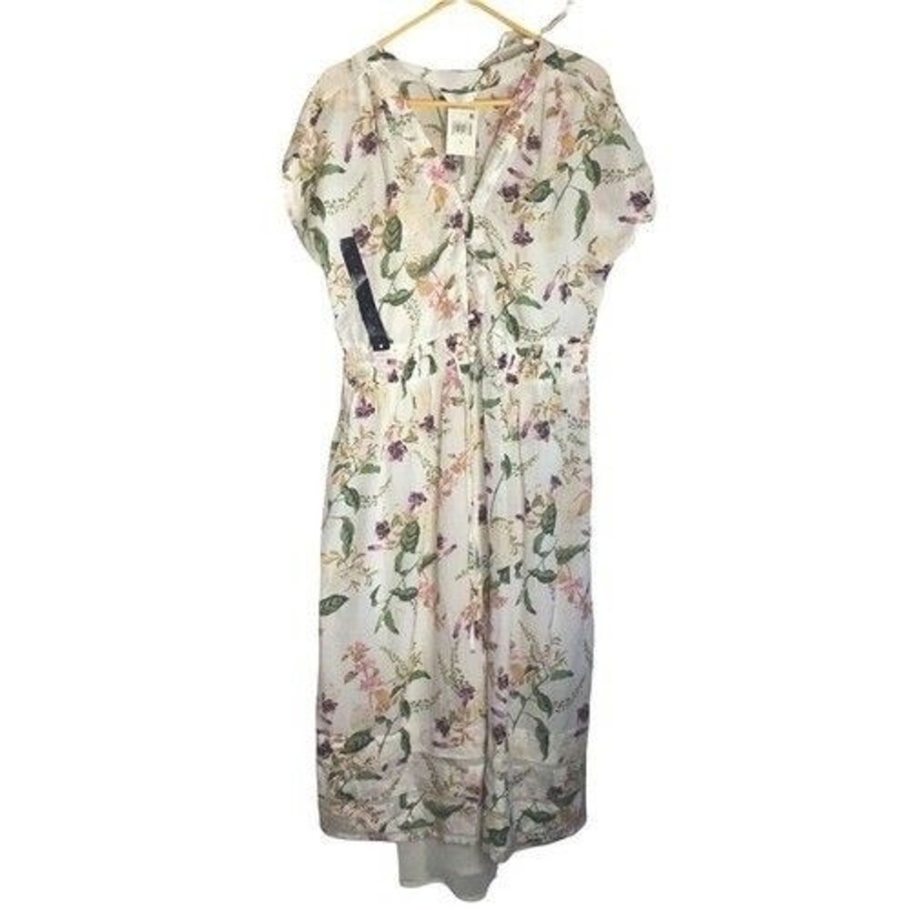NWT Lucky‎ Brand Floral Short Sleeve V-Neck Midi Dress Women L India